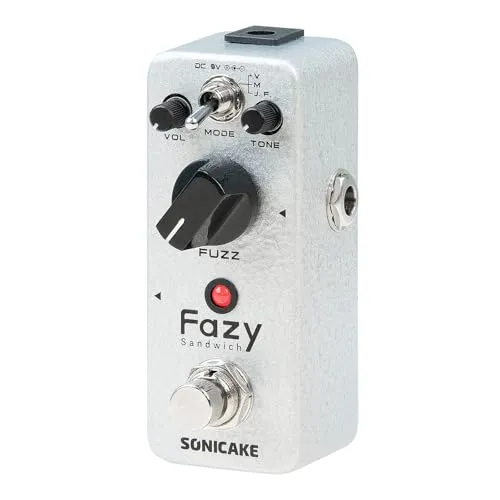 SONICAKE Fuzz Pedal Klassisches analoges Gitarren Effektpedal mit Tone-Control-Regler True Bypass Fazy Sandwich