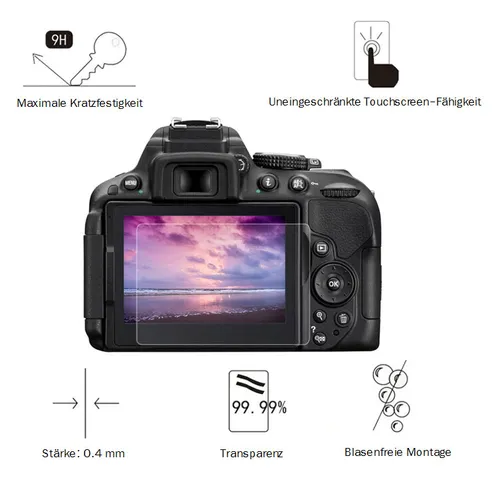 Nikon D5100 / D5200 0,4 mm Adhäsion Displayschutzglas Schutzfolie LC7628