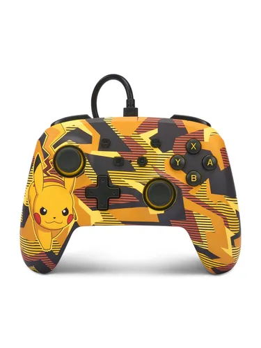 PowerA Kabelgebundener Controller für Nintendo Switch – Camo-Storm-Pikachu - Controller für Nintendo Switch mit 3,5-mm-Audiobuchse und programmierbaren Tasten für erweiterte Spielfunktionen. Offiziell lizenziertes Produkt mit 2 Jahren Garantie.