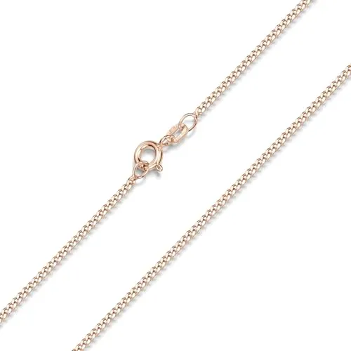 MATERIA Damen Halskette - Rose vergoldete Panzerkette aus 925 Silber - Elegante 1,7mm Panzerkette aus rosé vergoldetem 925 Sterling Silber, Made in Germany. Das flache Design sorgt für hohen Tragekomfort und macht sie zum perfekten Geschenk.