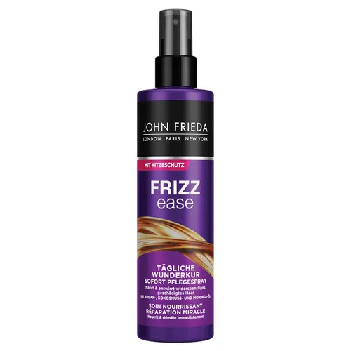 JOHN FRIEDA Frizz Ease Tägliche Wunderkur Haarspray 200 ml - Styling Spray für geschmeidiges, entwirrtes Haar. Die Tägliche Wunderkur pflegt trockenes, geschädigtes Haar und reduziert Haarbruch für ein seidig-weiches Haargefühl.