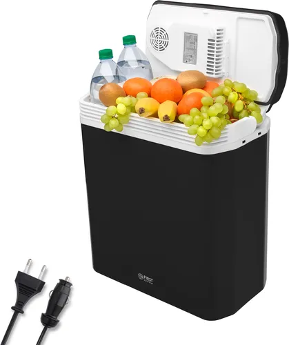Elektrische Kühlbox TZS - Tragbare Thermobox für Reisen - Kühlbox für Camping und Reisen mit 24L Kapazität, warmhaltend und flexibel nutzbar über 12V oder 220V. Ideal für Garten, Strand und Wohnmobil.