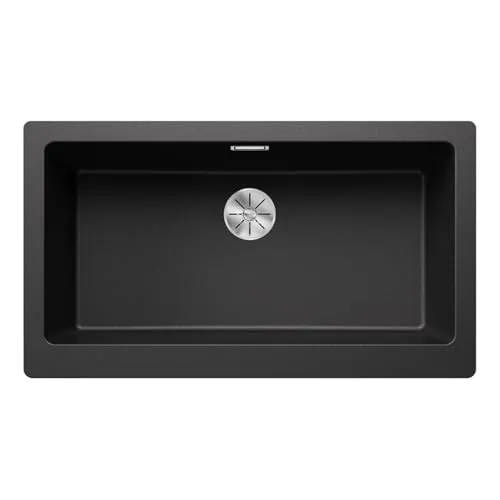 Blanco VINTERA XL 9-UF Küchenspüle 89,6 x 51 cm anthrazit - Moderne Küchenspüle im ländlichen Stil aus SILGRANIT® PuraDur®. Ideal für die Montage unter der Platte, mit verdecktem Überlauf. Perfekt für Schränke ab 900 mm Breite.