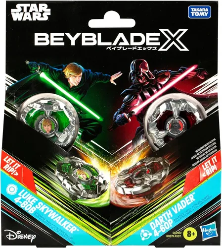 Hasbro Beyblade X & Star Wars Collab: Luke Skywalker vs. Darth Vader - Games: Erlebe die nächste Generation von Beyblade mit diesem Multipack, der zwei Top-Spinning-Charaktere und innovative XCelerator Gear System-Technologie bietet, ideal für spannende Duelle!