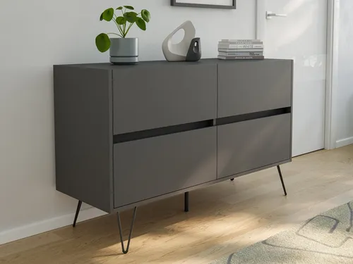 Magnolia Home Sideboard Kommode Dion 120cm mit SoftClose - Elegantes Sideboard mit 4 SoftClose Schubladen in Grafit, designed in Deutschland. Hochwertige Materialien und Anti-Fingerprint-Technologie für ein stilvolles Zuhause.