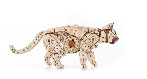 Eco-Wood-Art Wildkatze 3D Modellbau - 3D Puzzles aus Holz, 508-teiliges mechanisches Modell für kreative Köpfe ab 14 Jahren – perfekt für Bastel-Liebhaber und Sammler!
