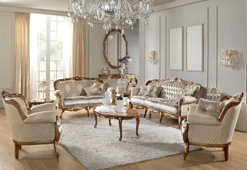 Klassischer Couchtisch Italienische Stol - Eleganter Barock/Rokoko Couchtisch aus Holz, ideal für Ihr Wohnzimmer mit ovaler Form und großzügigen Maßen (133x75x48 cm) – kein Montageaufwand!