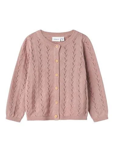 Name IT Mädchen Nmfbanni Ls Knit Card Noos Strickjacke, Deauville Mauve, 74 EU