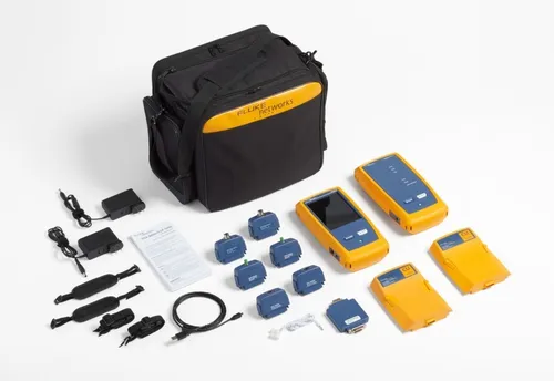 Fluke Networks Cable Analyzer DSX2-5-IE-K1 INT - Steckdosen- & Schalterteile, 1 GHz+WiFi Adapter für CAT 7-Zertifizierung mit Touchscreen und PC-Schnittstelle, ideal für professionelle Netzwerkmessungen.