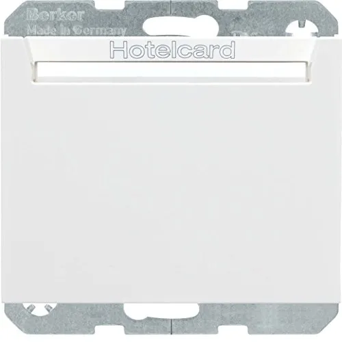 Berker 16417119 Relais-Schalter für Hotelcard, polarweiß glänzend - Abdeckung & Rahmen: Elektronischer Relais-Schalter mit Potenziometer zur stufenweisen Nachlaufzeiteinstellung und blauer LED-Beleuchtung – ideal für Hotels.