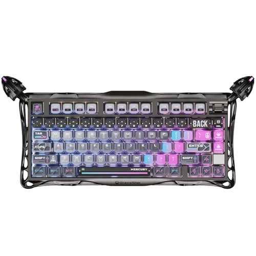 GravaStar K1 Pro Cyberpunk Mechanical Gaming Keyboard - Tastaturen mit futuristischem Design, benutzerdefinierten Kailh Speedy Mint Schaltern und 8000mAh Batterie für langanhaltende Gaming-Sessions.