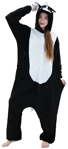 corimori Stinktier-Kostüm Erwachsene Damen Herren Karneval Tier-Kostüme Onesie Jumpsuit Overall 29 Stinktier,XL