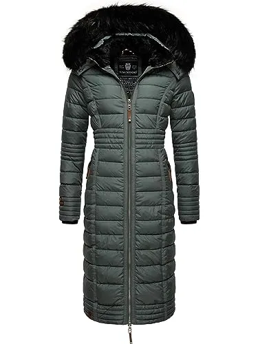 Navahoo Damen Wintermantel Umay Stormy Blue XXL - Funktionsjacken, warmer Steppmantel mit abnehmbarer Kapuze und wasserabweisendem Obermaterial, ideal für kalte Tage