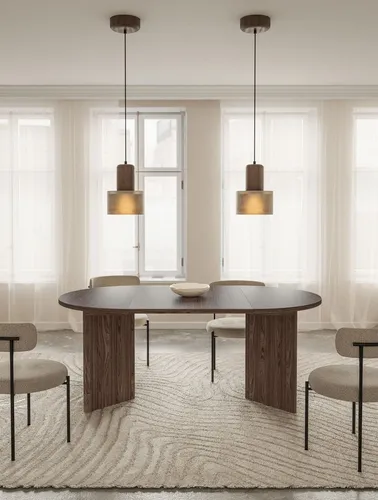 Selsey Esstisch Ovo, Rund, Nussbaum, 6-Sitzer - Moderner runder Esstisch aus hochwertigem Holzwerkstoff, erweiterbar auf 190 cm. Ideal für gesellige Runden – stilvoll, stabil und pflegeleicht.
