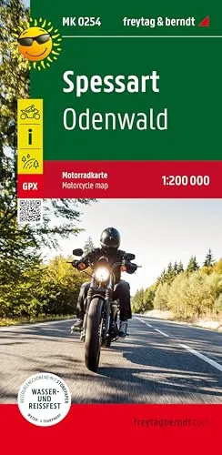 freytag & berndt Motorradkarte Spessart 1:200.000: Odenwald, Toureninfos, GPX Tracks, wasserfest und reißfest