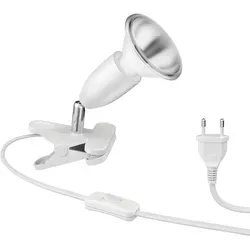 ledscom.de E27 Klemmleuchte LIK, weiß inkl. E27 PAR30 LED Reflektor-Lampe 1025lm weiß