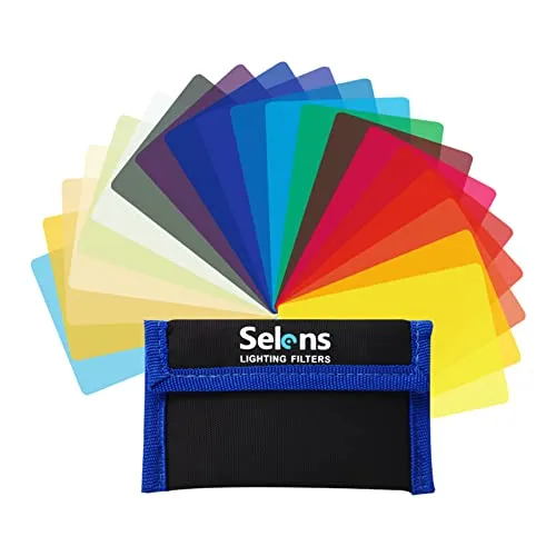 Selens 20 Stück Universal Gele Beleuchtung Farbfilter Kit für Camcorder LED-Video-Blitzlicht, DSLR, 9,5x6,5cm Transparente Farbkorrektur Beleuchtungsfilm Kunststofffolien