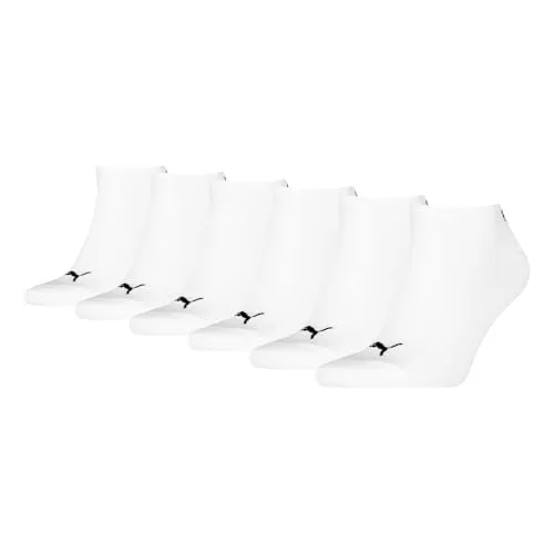 PUMA 3 Paar Unisex Herren Damen Sportsocken Kurzsocken Sneaker Socken, Farbe:Weiß, Größe:43-46, Artikel:-300 white