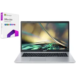 Acer A317 Laptop 17,3 Zoll FullHD Core i5 10-Kern 4,4GHz 16GB RAM 2TB SSD Intel Iris Xe Grafik Win 11 Office 24 Pro - Silber