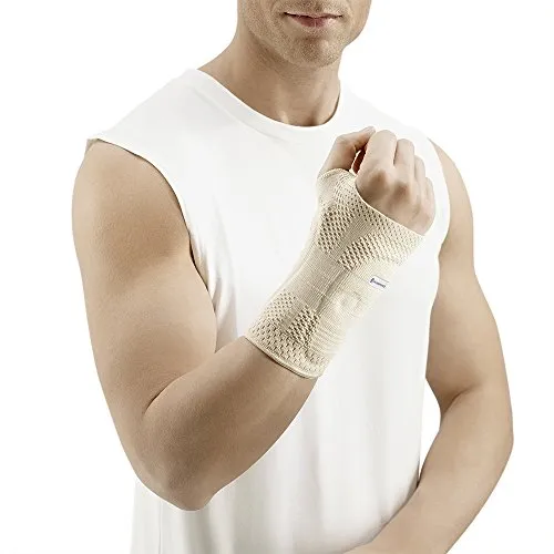 BAUERFEIND ManuTrain Handgelenkbandage - Beige, Links, Größe 2 - Bandagen für Hände & Gelenke, bietet gezielte Entlastung und Unterstützung bei Handgelenkschmerzen für mehr Beweglichkeit im Alltag.