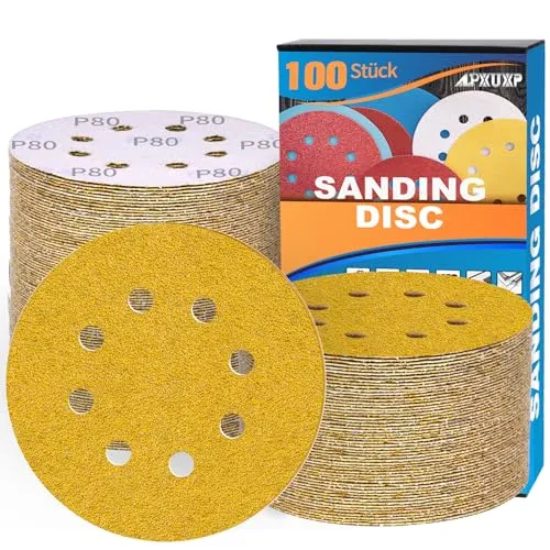ALPXUXP Schleifscheiben 125mm Klett Exzenterschleifer Schleifpapier 8 Loch Rund Schleifblätter(Mit Korn P60 P80 P120 P180 P240 x20) Profi Für Holz Metall Entrosten und Farbe-100 Stück