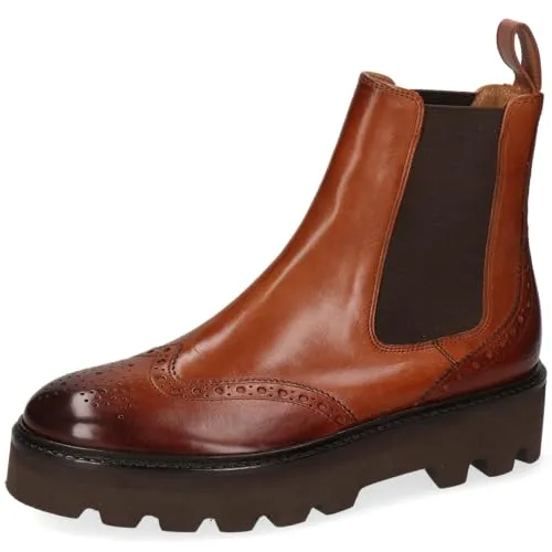 Melvin & Hamilton Stiefeletten Damen Sally 112 Braun 38 - Elegante Stiefeletten aus hochwertigem Kuhleder, mit runder Spitze und 3,5 cm Plateausohle. Pflegeleicht und ideal für den täglichen Einsatz.