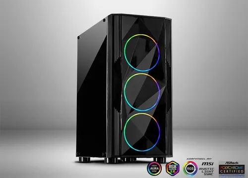 Inter-Tech A-3401 Chevron RGB Case | ATX |  RGB-Header | Glas | USB 3.0 | NEU