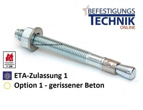 Fixanker M12 50x135mm verz. Schwerlastanker Bolzenanker ETA-1 gerissener Beto 25