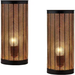 Marrakesch Nachttischlampe Aigna 2er Set - Skandinavische Nachttischlampe aus handgefertigtem Metall, ideal für eine gemütliche Atmosphäre im Schlafzimmer oder Wohnzimmer. E27 Fassung für einfache Installation.