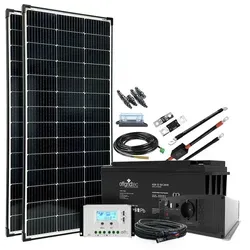 300W Solaranlage Autark XL-Master mit 150Ah AGM Akku - Solaranlage der Kategorie Solaranlagen, ideal für autarkes Energieversorgung mit monokristallinen Solarpanels und leistungsstarkem Sinus-Wechselrichter für vielseitige Anwendungen.