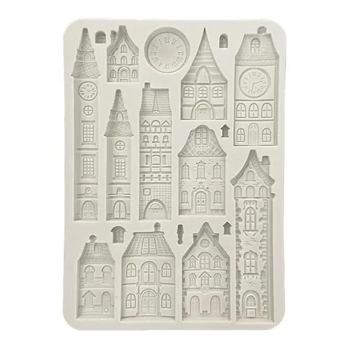 Stamperia - Silicon Mould A5 for Scrapbooking, Albums, Bullet Journals and More, Cozy Houses, Non-Stick, Suitable for Air-Dry Clay and More, Perfect for Crafts and Gifting (Gear up for Christmas)