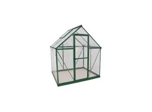 Palram Gewächshaus Hybrid 6x4 - Aluminium in grün - Garten-Zubehör, elegantes und robustes Gewächshaus mit einfachem Zusammenbau, doppelwandigen Polycarbonat-Dachpaneelen für UV-Schutz und hoher Lichtdurchlässigkeit.
