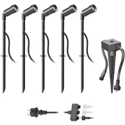 ledscom.de LED Gartenstrahler Spico schwarz mit Erdspieß und Dämmerungssensor - 5er Set - Energieeffiziente LED-Gartenstrahler mit 105 lm Leuchtkraft. IP44 spritzwassergeschützt, flexibel einsetzbar und einfach zu installieren. Ideal für stimmungsvolle Beleuchtung im Außenbereich.
