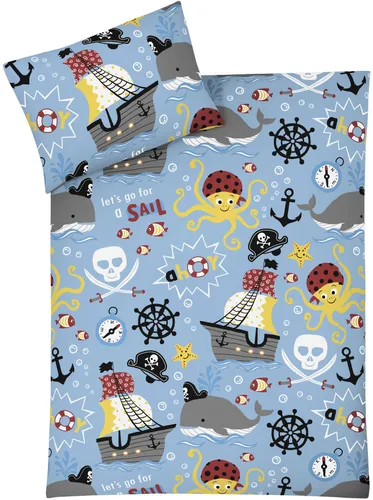 Adam Kinderbettwäsche Pirates, 2-teilig aus Bio-Baumwolle - Entdecken Sie die 2-teilige Kinderbettwäsche Pirates aus 100 % Bio-Baumwolle. Mit einem fröhlichen Piraten-Design sorgt sie für gemütliche Nächte und ein abenteuerliches Schlafzimmer, perfekt für kleine Entdecker.