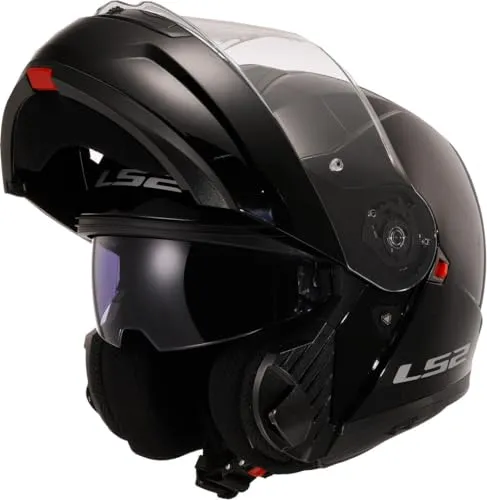 LS2 FF908 Strobe II Solid Klapphelm 3XL schwarz - Motorradhelm mit verstärktem Kinnriemen, UV- und kratzfestem Visier. Ideal für Sicherheit und Komfort beim Fahren.