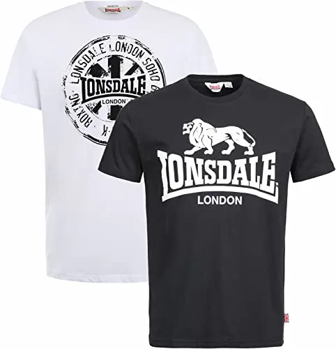 Lonsdale T-Shirt DILDAWN 2er-Pack - Rundhalsshirts im Doppelpack mit großen Logoprints, aus softem Jersey für angenehmen Tragekomfort – perfekt kombinierbar mit Jeans, Shorts oder Chinos.