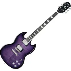 Epiphone SG Modern Figured Purple Burst - Gitarren mit AAA Riegelahorn-Deckel und Mahagoni-Korpus, ausgestattet mit ProBucker-Tonabnehmern für kraftvollen Sound, inklusive Premium Gigbag für optimalen Schutz.