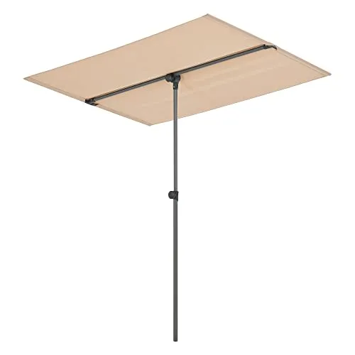 pro.tec Balkonblende Carsoli 180 x 130 cm - 360° drehbarer Sonnenschirm in Sandfarben - Sonnenschirm mit UV 50+ Schutz und wasserfestem Stoff, ideal als Sichtschutz für Balkon, Terrasse oder Garten. Flexibel höhenverstellbar und platzsparend klappbar.