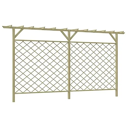 vidaXL Rankgitter mit Pergola-Aufsatz, 335 x 200 cm, braun - Pflanzenkästen & Spaliere: Stilvoller Sichtschutz aus langlebigem Kiefernholz, ideal für Kletterpflanzen und zur Abgrenzung von Garten oder Terrasse.