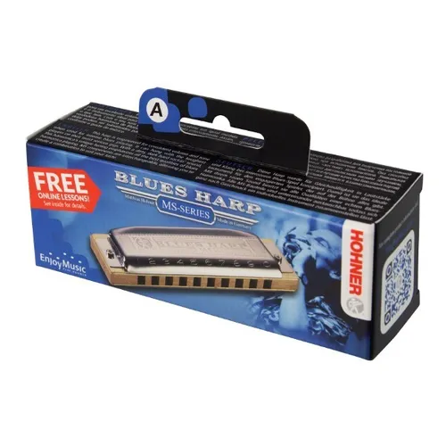 HOHNER Mundharmonika Blues Harp MS in A - Diatonische Mundharmonika mit 20 Stimmzungen und Holz Kanzellenkörper, ideal für Bluesliebhaber. 30 Tage gratis Online-Lektionen bei D. Barretts bluesharmonica.com.