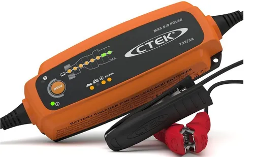 CTEK MXS 5.0 Polar Autobatterie-Ladegerät - Batterieladegeräte & Anlasser, optimaler Ladevorgang bis -30°C für 12V Blei-Säure-Batterien, vollautomatischer 8-stufiger Ladevorgang zur Verlängerung der Lebensdauer.