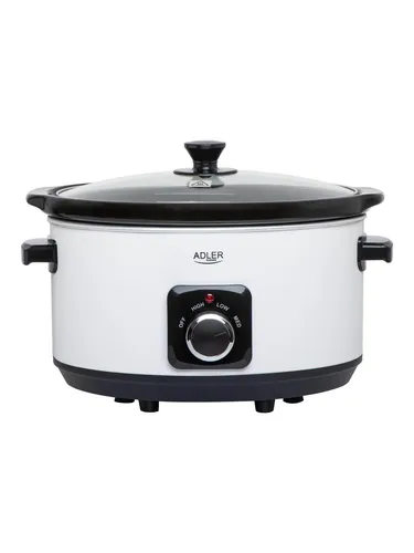 Adler AD 6413w Slow Cooker 5,8L - Sonstige Küchengeräte mit 3 Heizstufen für schonendes Garen, spülmaschinenfest und ideal für gesunde, geschmackvolle Gerichte für die ganze Familie.