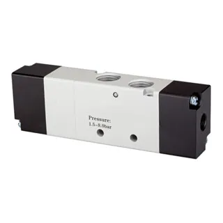 Riegler 5/3-Wegeventil, pneumatisch, G 1/4 - Hochwertiges 5/3-Wegeventil für pneumatische Anwendungen. Mit einem Betriebsdruck von 1,5 - 8 bar und einer Durchflussrate von 950 l/min bietet es zuverlässige Leistung für verschiedene Einsatzbereiche.