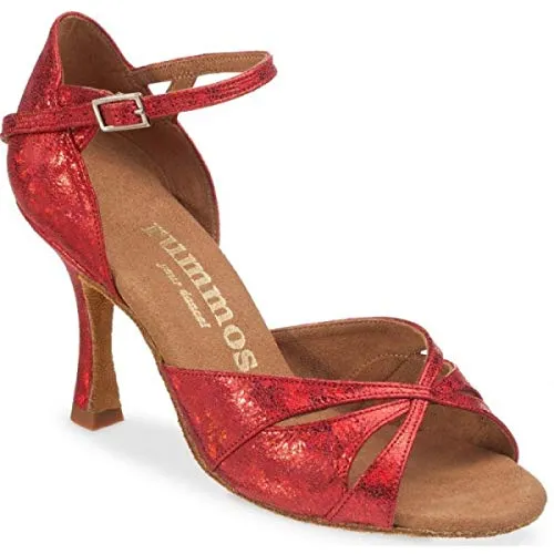 Rummos Damen Tanzschuhe R385 - Leder Red Fantasy - Medium (Normal) - 7 cm Flare - EUR 40,5