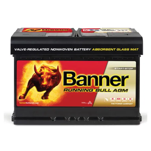 Banner 70Ah Autobatterie RUNNING BULL 12V 720A/EN - Batterien: Banner Running Bull 12V 70Ah AGM Autobatterie mit höchster Startleistung, auslaufsicher und ideal für PKWs, auch für Start-Stop-Systeme geeignet.