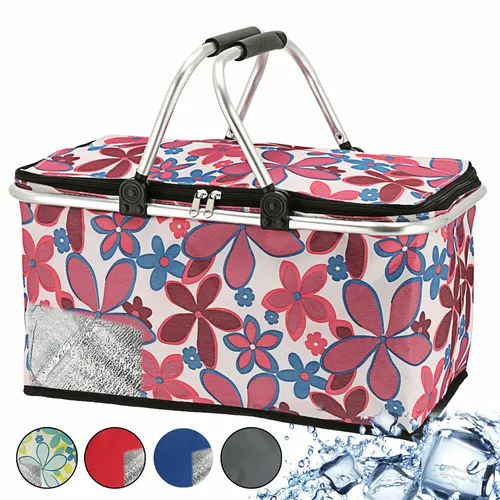 Faltbarer Thermo Einkaufskorb für Picknick und Shopping - Praktischer Einkaufskorb mit Faltfunktion, ideal für Picknicks oder den täglichen Einkauf. Leicht und standfest mit einem Volumen von ca. 30 l – perfekt für bis zu 12 kg. Aus robustem Nylon gefertigt.