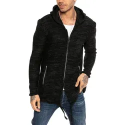Red Bridge Herren Strickjacke mit Kapuze Rough Schwarz XL - Strickjacke für Herren, länger geschnitten mit Reißverschluss und praktischen Taschen für optimalen Tragekomfort.