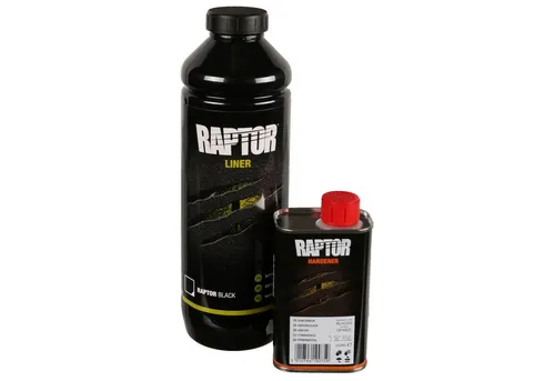 UPOL RAPTOR Transportflächen Beschichtung schwarz 948ml inkl. Härter - Mehrschichtlacke für ein seidenmattes Oberflächenfinish, ideal für robuste Lackierungen und Ausbesserungen, 2K Urethan-System für langlebigen Schutz.