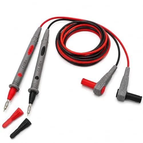 PeakTech Messspitzen für Multimeter 120 cm - Flexible Messleitungen & Messspitzen mit 4mm Stecker - 1000V AC/DC, 10A, CAT III/IV - Messkabel für Multimeter mit Prüfspitzen Grau/Rot/Schwarz