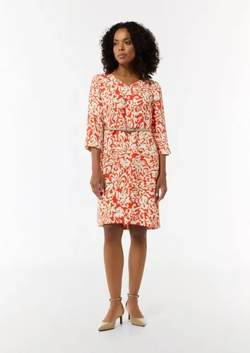comma Kleid mit Allover Muster, 42a5, 42 - Freizeitkleider für Damen, lässiger Relaxed Fit mit 3/4-Ärmeln und stylischem Allover-Print für einen modischen Look.